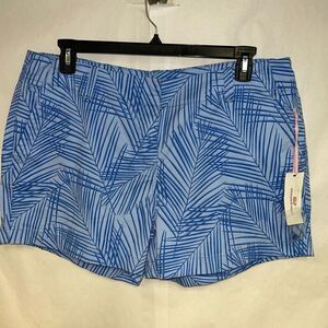 NWT VINEYARD VINES Palm Print Women’s Shorts Blue Size 16 Cotton Stretch Summer